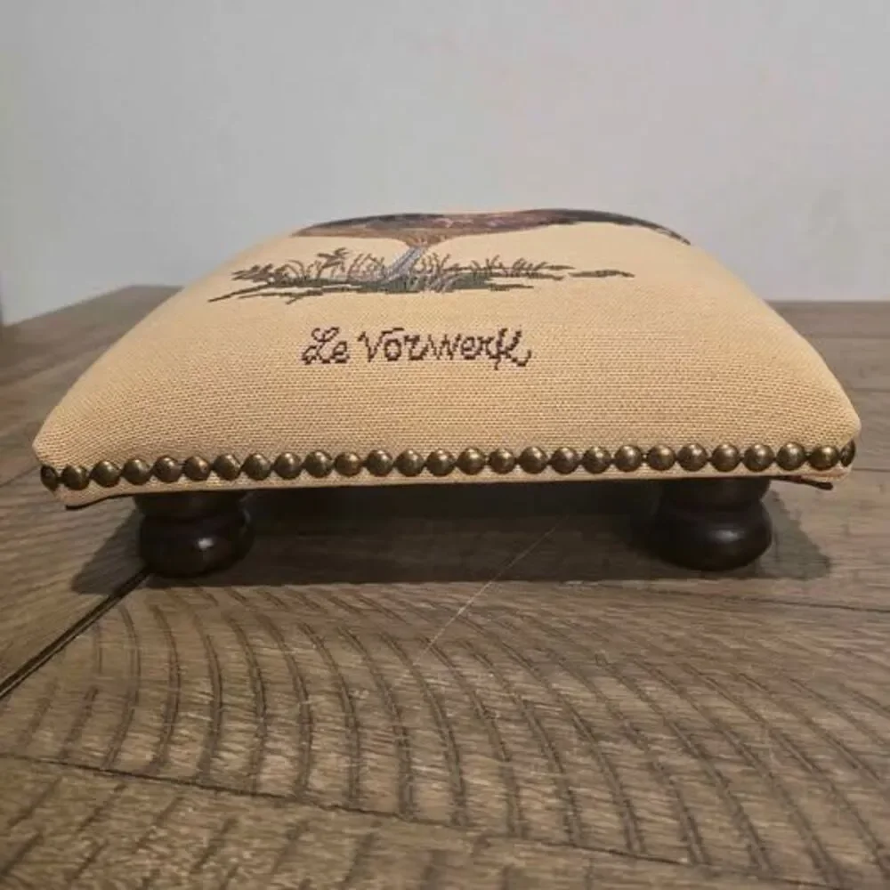 Rooster Tapestry Step Stool Needlepoint Made in France